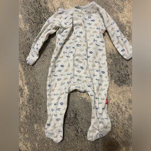 Magnetic Me Cream and Blue Airplane Footie